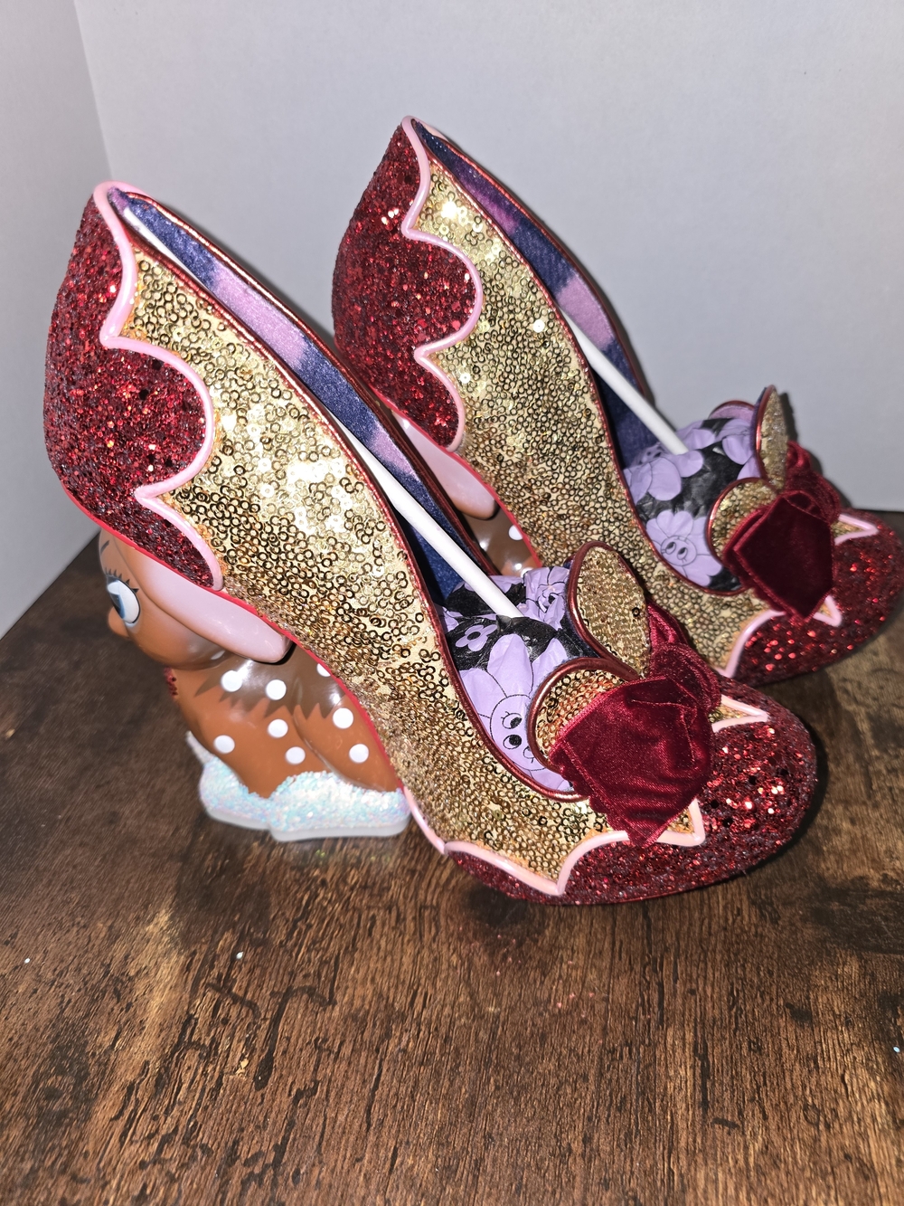 Irregular Choice Baby Deer Glitter Red Bow Heels - Picture 4 of 10